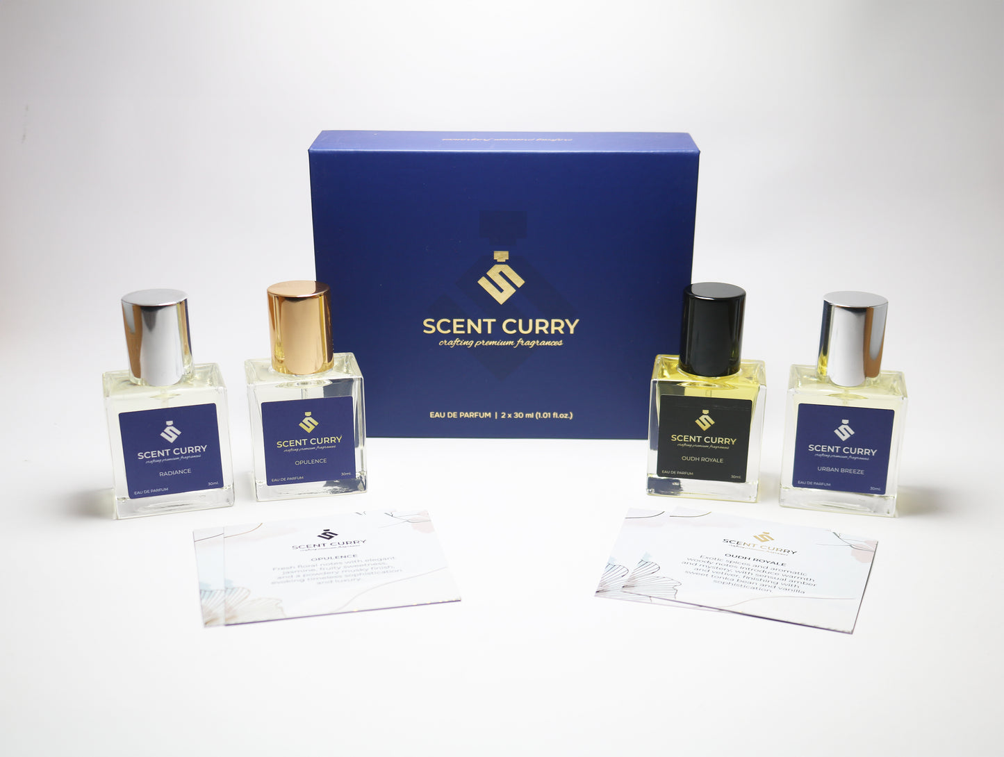 Scent Curry Premium Perfume Combos - Opulence & Radiance | Oudh Royale & Urban Breeze - Buy 2, Save 25%!